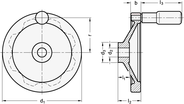 Disk Handwheels Aluminum GN 323 sketch