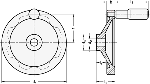 Disk Handwheels Aluminum GN 323 sketch