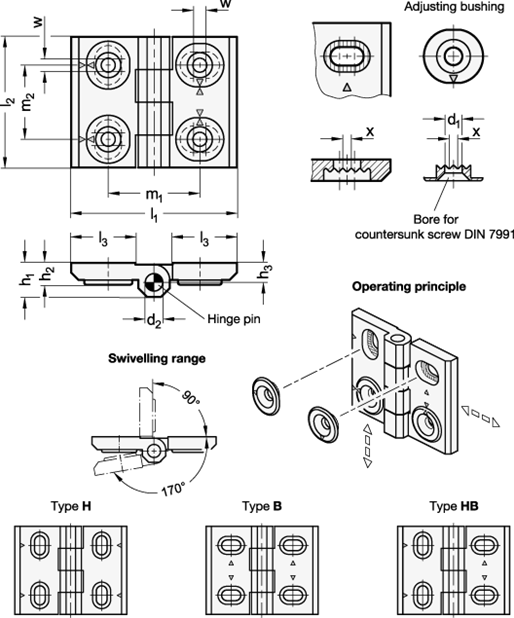 Stainless Steel Hinges GN 127 sketch