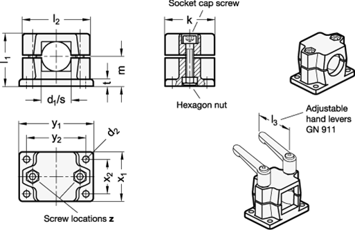 Flanged Connector Clamps GN 147 sketch