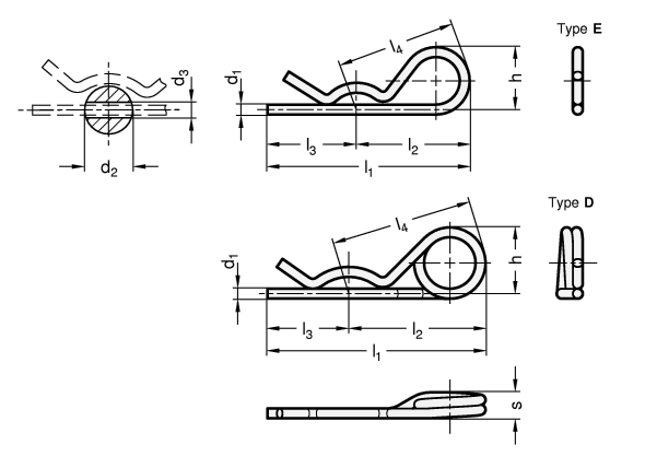 Stainless Steel Spring Cotter Pins GN 1024 sketch