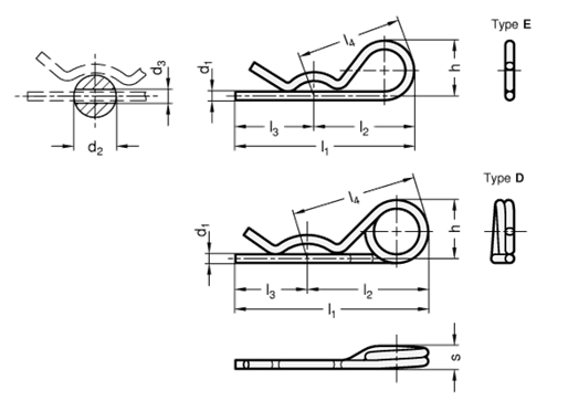 Stainless Steel Spring Cotter Pins GN 1024 sketch