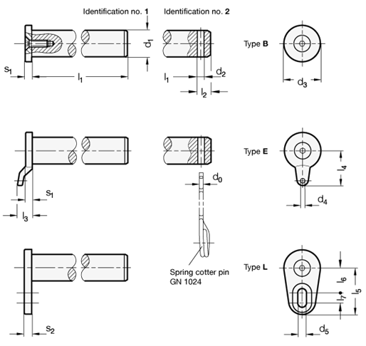 Stainless Steel Assembly Pins GN 2342 sketch