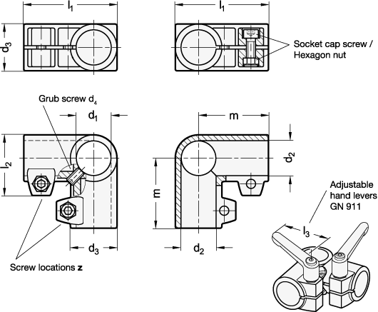 Angle Connector Clamps GN 196 sketch