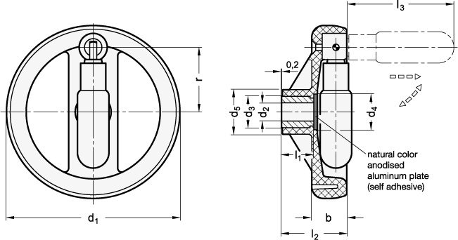 Handwheels with Retractable Handle GN 522.3 sketch
