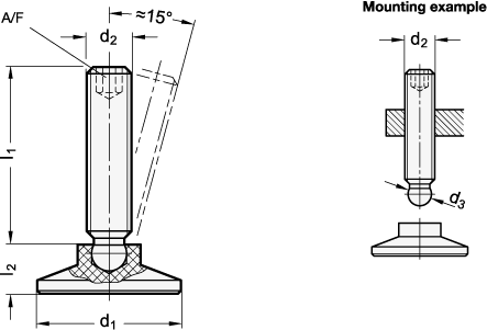 Ball Jointed Leveling Feet GN 638 sketch