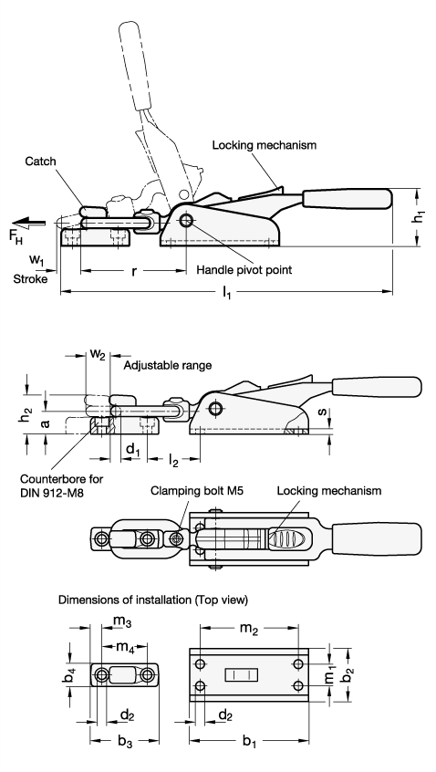 Latch Type Toggle Clamps GN 858 sketch