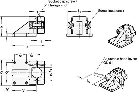 Off Set Base Plate Connector Clamps GN 166 sketch