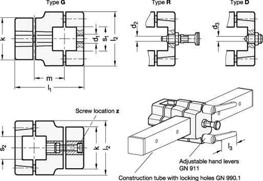 Locking slide units GN 134.7 sketch