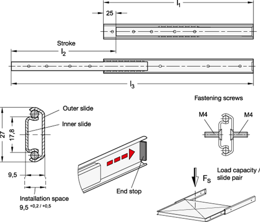 Telescopic Slides GN 1400 sketch