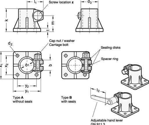 Base Plate Connector Clamps GN 163.5 sketch