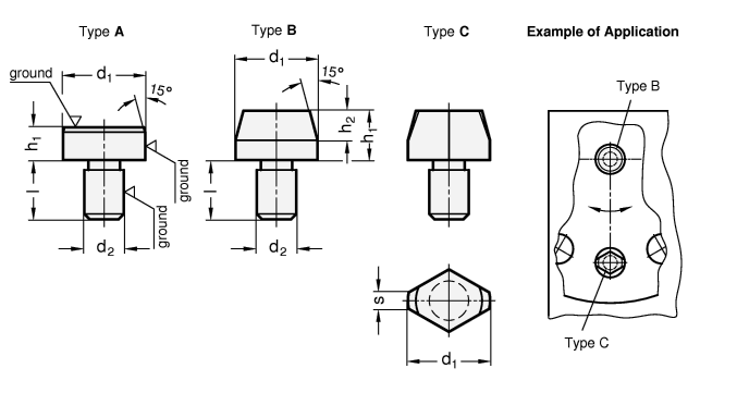 Workholding Bolts  Headed Dowels DIN 6321 sketch