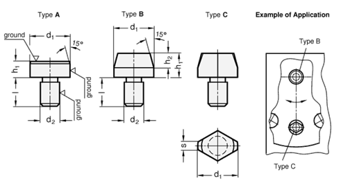 Workholding Bolts  Headed Dowels DIN 6321 sketch