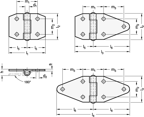 Stainless Steel Sheet Metal Hinges GN 1364 sketch