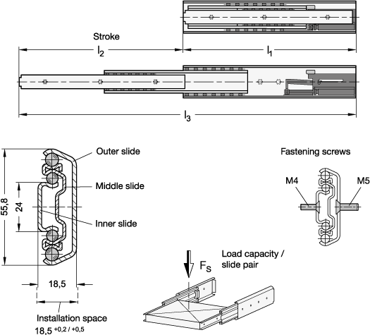 Telescopic Slides GN 1424 sketch