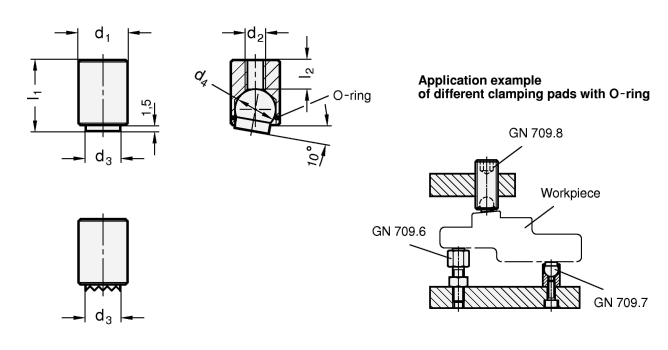 Clamping Pads GN 709.7 sketch