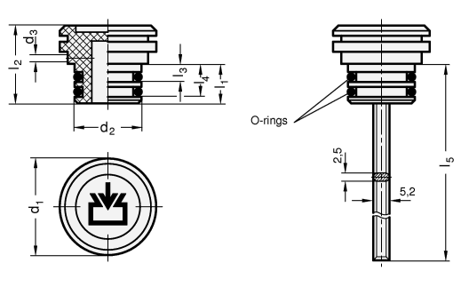 Oil Filler Plugs with  without dipstick GN 748 sketch