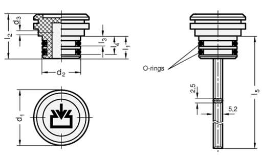 Oil Filler Plugs with  without dipstick GN 748 sketch