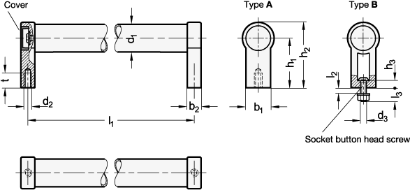 Tubular Handles Aluminium  zinc die casting GN 333.1 sketch