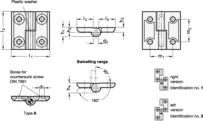 Stainless Steel Hinges GN 337 sketch