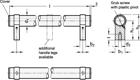 Tubular Handles aluminium  zinc die casting GN 333.3 sketch