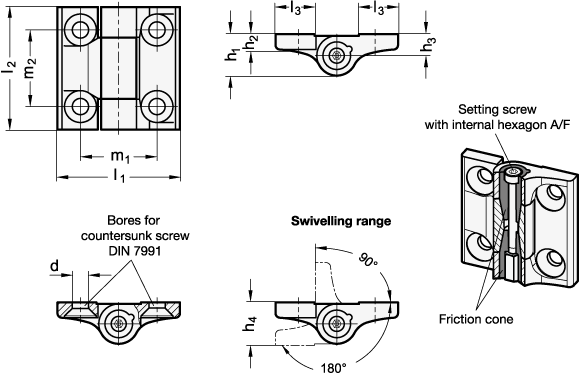 Stainless Steel Hinges GN 437 sketch