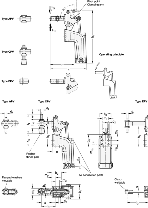 Toggle Clamps Steel  zinc plated GN 862 sketch