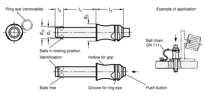 Stainless Steel Ball Lock Pins GN 113.4 sketch