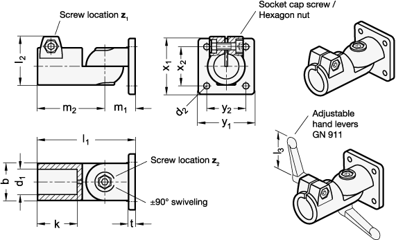 Swivel Clamp Connector Joints GN 282 sketch