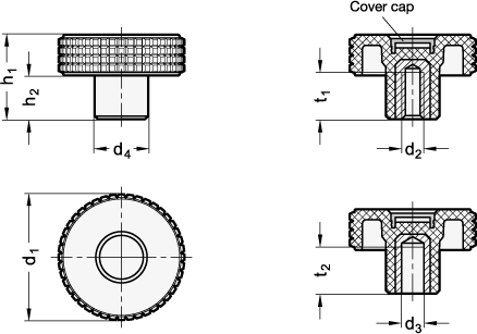 Knurled Knobs bushing brass GN 534 sketch