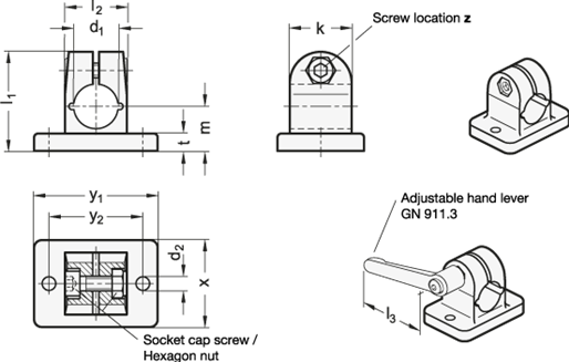 Flanged Connector Clamps GN 145 sketch