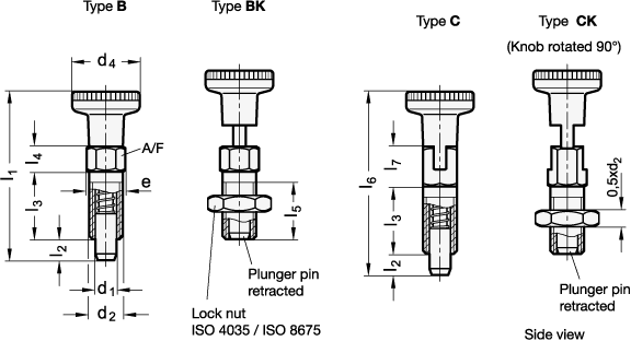 Stainless Steel Indexing Plungers GN 717 sketch