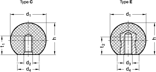 Ball Knobs with without steel brush DIN 319 sketch