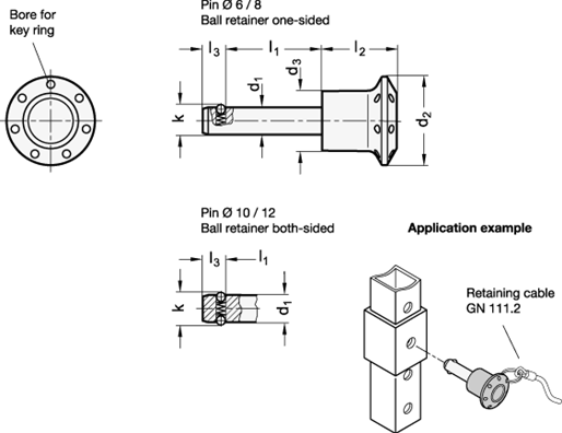 Stainless Steel Locking Pins GN 124.2 sketch