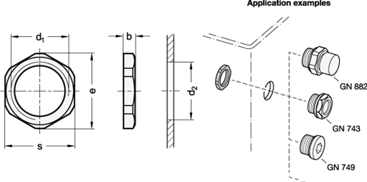 Stainless Steel Mounting Nuts GN 7430 sketch