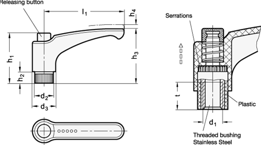 Adjustable Hand Levers GN 603.1 sketch