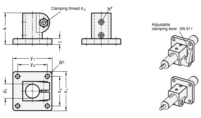 Base Plate Linear Actuator Connectors GN 162.1 sketch