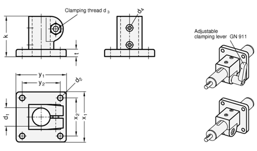 Base Plate Linear Actuator Connectors GN 162.1 sketch