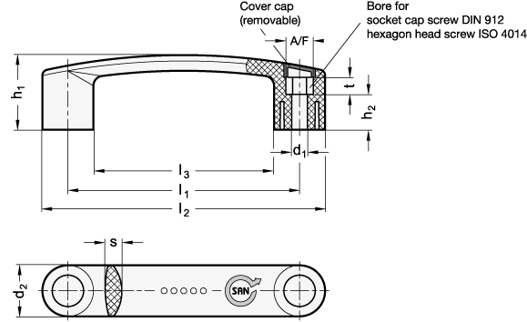Cabinet U Handles assembling from the operators side GN 628.1 sketch