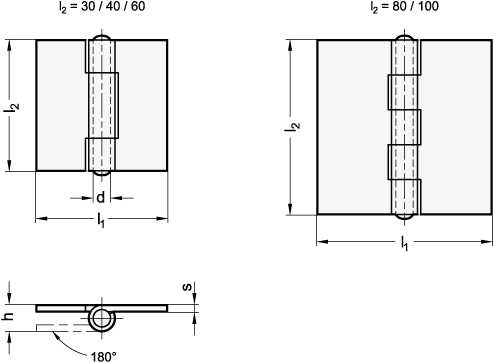 Stainless Steel Sheet Metal Hinges GN 1362 sketch