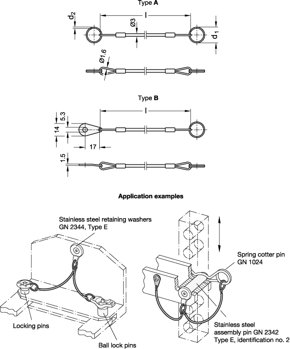 Stainless Steel Retaining Cables GN 111.8 sketch