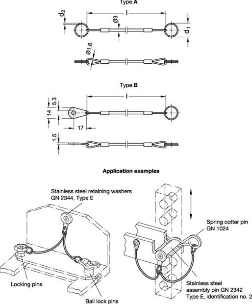 Stainless Steel Retaining Cables GN 111.8 sketch