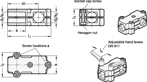 T Angle Connector Clamps GN 193 sketch