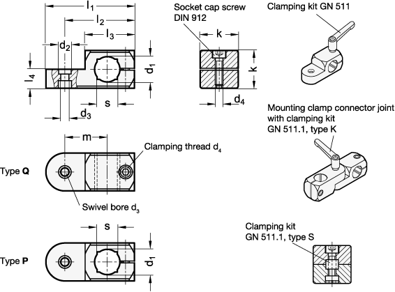 Swivel Mounting Clamps GN 482 sketch